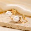 Simple and Elegant Vintage Brass Imitation Pearl Round Clip-on Earrings UF6874-4