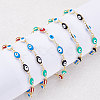 Brass Enamel Evil Eye Link Bracelets BJEW-NB0001-03-4