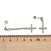 Christian Upside Down Cross 201 Stainless Steel Dangle Stud Earrings LS-EJEW-P314-01C-P-5