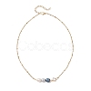 Dyed Natural Cultured Freshwater Pearl Potato & Glass Beaded Pendant 304 Stainless Steel Satellite Chain Necklaces for Women NJEW-JN05937-01-4