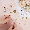 10Pcs 10 Colors Polymer Clay Rhinestone Round Ball Brass Lapel Pins JEWB-BC00011-3