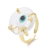 Lampwork Evil Eye Open Cuff Ring RJEW-C051-01G-09-2