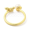 Natural Pearl Butterfly Open Cuff Ring RJEW-H220-28G-3