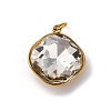 High Polished 316 Stainless Steel Faceted Glass Pendants STAS-K258-47G-03-1
