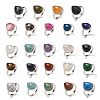 Natural & Synthetic Gemstone Teardrop Adjustable Rings RJEW-K371-08S-1