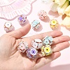 10Pcs 5 Colors Flower Style Resin Rhinestone Beads CLAY-YW0002-73-5