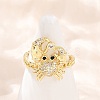 Brass Micro Pave Cubic Zirconia Cuff Rings RJEW-P167-02B-G-1