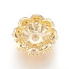 Multi-Petal Brass Micro Pave Cubic Zirconia Bead Caps ZIRC-F088-038G-2