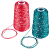 2 Rolls 2 Colors Polyester Sparkle Sequin Yarn OCOR-CY0002-52A-6