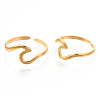 Ion Plating(IP) 304 Stainless Steel Sea Wave Cuff Rings X-RJEW-N038-115LG-2