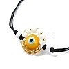 Evil Eye Handmade Lampwork & Glass Adjustable Braided Bead Bracelets BJEW-MZ00099-04-3