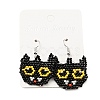 Glass Seed Braided Cat Dangle Earrings EJEW-B012-11-2