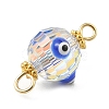 Transparent Evil Eye Glass Connector Charms PALLOY-JF02209-3
