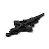Jet Rhinestone Cross Pendant with Black Enamel ENAM-WH0001-06EB-01-3