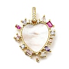Rack Plating Brass Micro Pave Cubic Zirconia Pendants KK-F861-03G-1