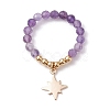 3Pcs 3 Style Natural Amethyst Beaded Stretch Rings Set RJEW-JR00647-01-4