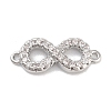 Brass Pave Clear Cubic Zirconia Infinity Connector Charms KK-M293-46P-1