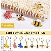 8Pcs 8 Style Bee & Honeycomb Dangle Leverback Earrings for Women HJEW-NB0001-36-6