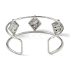 Non-Tarnish 304 Stainless Steel Wide Textured Open Cuff Bangles BJEW-Q348-05P-05-3