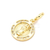 Brass Clear Cubic Zirconia European Dangle Pendants KK-D325-28G-01-2