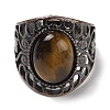 Natural Tiger Eye Oval Adjustable Rings RJEW-K271-06R-22-3