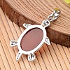 Tortoise Platinum Tone Brass Natural & Synthetic Mixed Stone Pendants G-F265-01-3