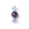 4Pcs 4 Colors Natural Carnelian & Rose Quartz & Amethyst & Green Aventurine & Glass Pendants PALLOY-TA00312-3