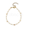 Natural Cultured Freshwater Pearl & Brass Beaded Bracelets for Women BJEW-JB14155-3