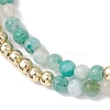3Pcs Natural Rhodonite & Chrysocolla & Lapis Lazuli &  Dyed Hemimorphite Round Beadeds Double-layered Bracelets for Women BJEW-JB12095-5