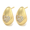 Rack Plating Brass Micro Pave Clear Cubic Zirconia Stud Earring EJEW-C102-29B-G-1