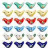 24Pcs 6 Colors Handmade Printed Porcelain Beads PORC-HS0001-02-1