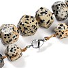 Natural Dalmatian Jasper Nuggets Beaded Necklaces for Women Men NJEW-K388-01O-3