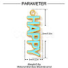 Word HAPPY Charms 304 Stainless Steel Enamel Pendants STAS-OY004-19G-2