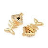 Ocean Theme Brass Micro Pave Cubic Zirconia Charms KK-F902-08M-G-2