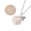 Natural Cultured Freshwater Pearl Copper Wire Wrapped Bird Egg Nest Pendant Necklaces NJEW-TA00190-3