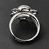 Natural Quartz Crystal Adjustable Rings RJEW-P043-01P-19-4