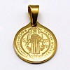 304 Stainless Steel Flat Round with San Benito Pendants STAS-D034-02-1