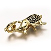 Brass Micro Pave Black Cubic Zirconia Lobster Claw Clasps ZIRC-I052-05G-3