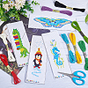 Gorgecraft 4 Sets 4 Style DIY Sea Horse/Penguin/Dinosaur/Butterfly Pattern PP Bookmarks Cross Stitch Kits DIY-FG0004-07-7