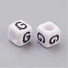 6MM Letter G Letter White Acrylic Cube Beads X-PL37C9308-G-2