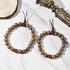 2Pcs 2 Styles Natural Carnelian & Wood Round Beaded Stretch Bracelets Sets for Men Women BJEW-JB12346-1