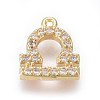 Golden Plated Brass Micro Pave Cubic Zirconia Charms ZIRC-L075-51G-1