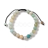8mm Round Natural Flower Amazonite Braided Bead Bracelets BJEW-C067-01B-23-2