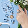 8Pcs 8 Color Birthstone Rhinestone & 201 Stainless Steel Flat Round Charm Rings Set RJEW-AB00004-2