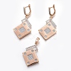 Brass Micro Pave Cubic Zirconia Jewelry Sets SJEW-F189-07KCG-1
