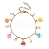 Glass Seed Beads Mushroom Charm Bracelets BJEW-MZ00218-2