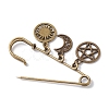 Tibetan Style Alloy Star Moon Sun Charms Kilt Pins Brooch JEWB-BR00172-4