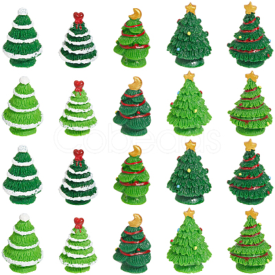 30Pcs 10 Styles Christmas Resin Sculpture Ornaments RESI-SC0005-91-1