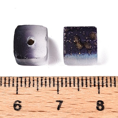 Frosted Glass Beads with Golden Glitter Powder DGLA-NH001-8mm-01B-1
