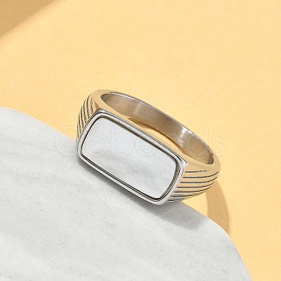 316L Stainless Steel Shell Finger Rings for Women RJEW-U054-01C-P-1